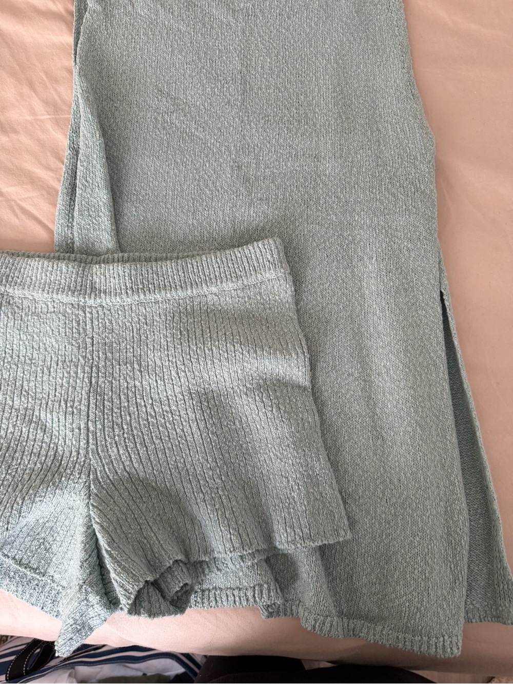 Light Blue Knit Tank and Shorts Set - Picture 3 of 10